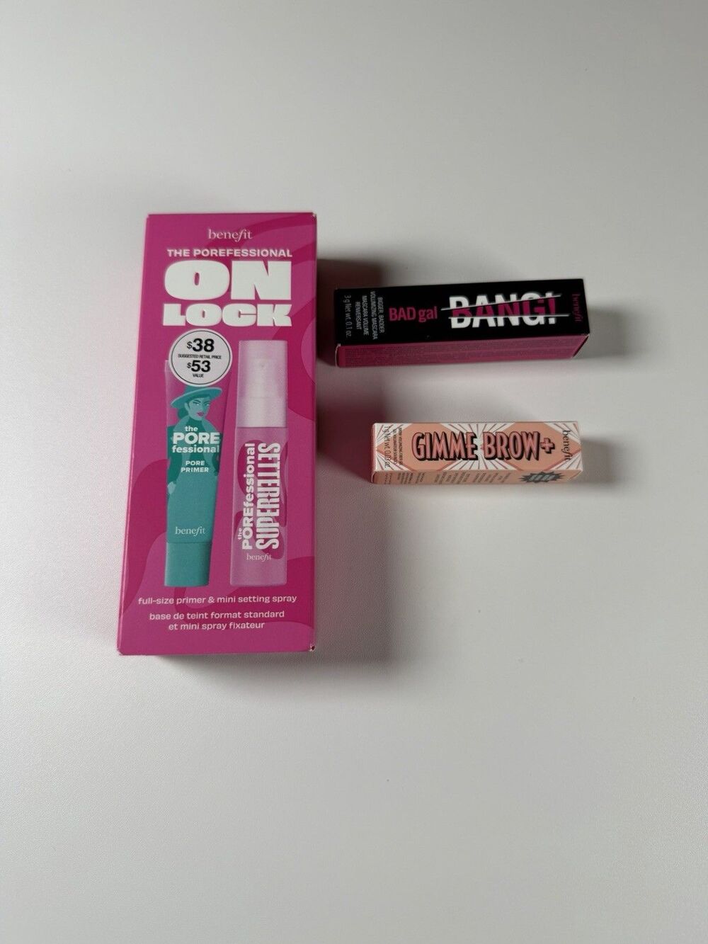 Benefit POREfessional Makeup Set Primer Setting Spray Gimme Brow Mascara Black